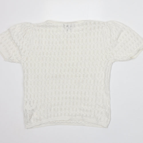 Primark Womens White Round Neck Viscose Pullover Jumper Size XS