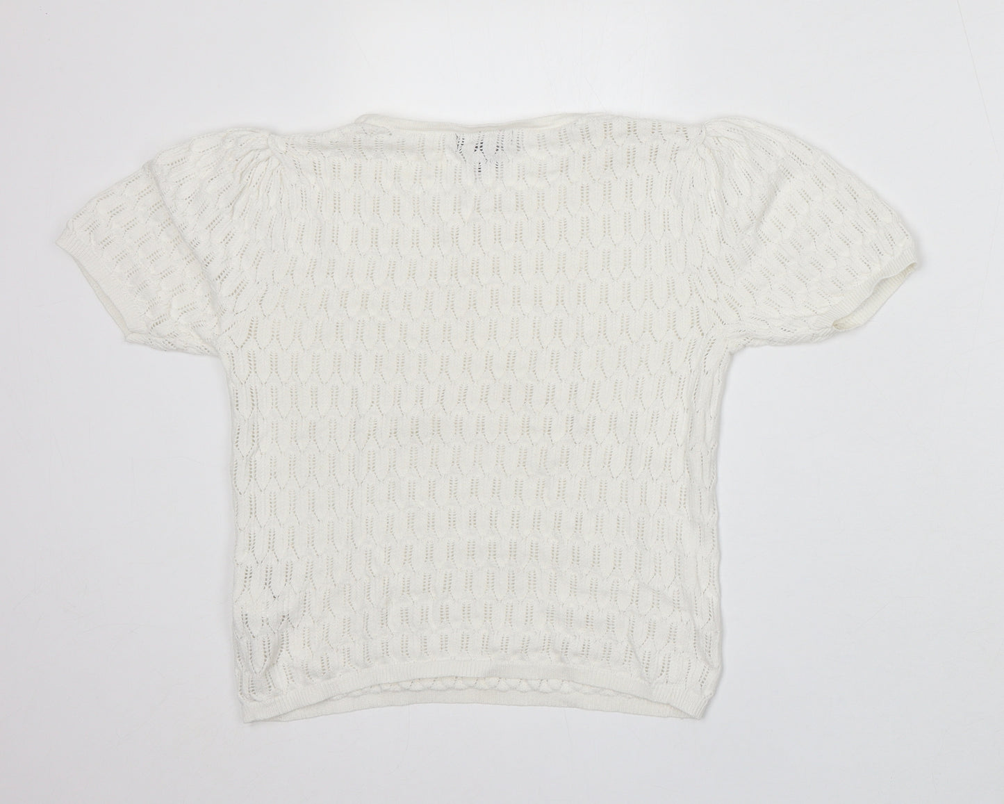 Primark Womens White Round Neck Viscose Pullover Jumper Size XS