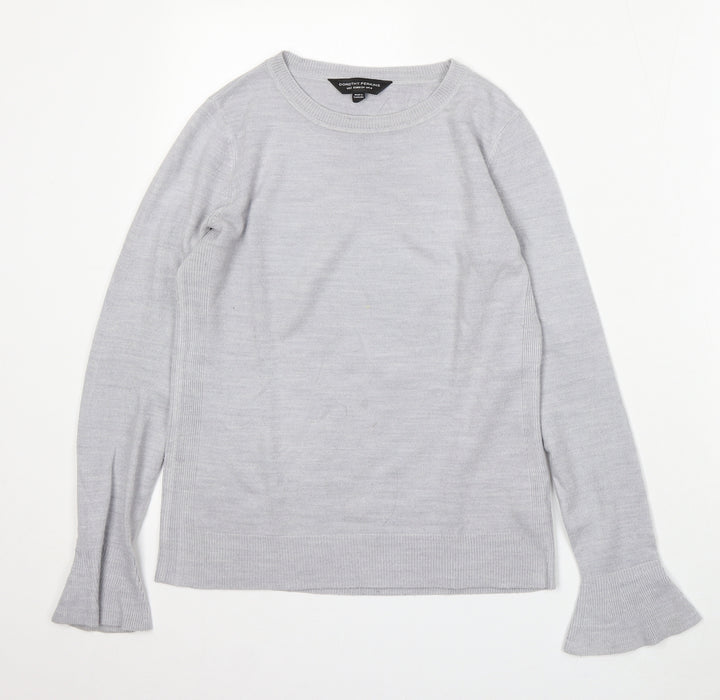 Dorothy Perkins Womens Grey Round Neck Acrylic Pullover Jumper Size 6