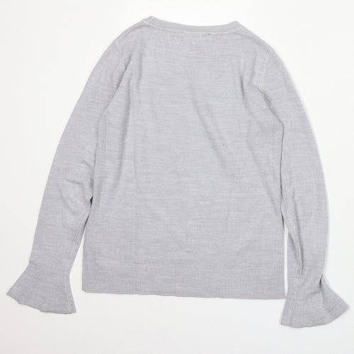 Dorothy Perkins Womens Grey Round Neck Acrylic Pullover Jumper Size 6