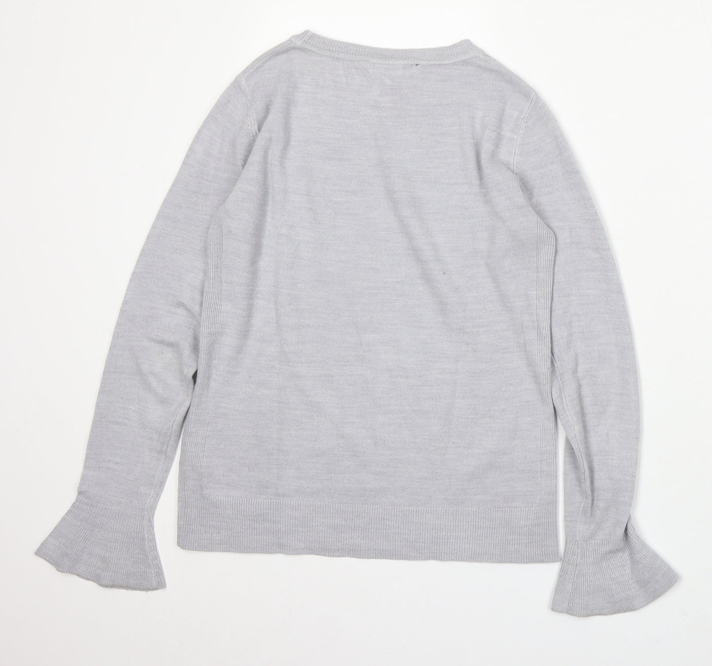 Dorothy Perkins Womens Grey Round Neck Acrylic Pullover Jumper Size 6