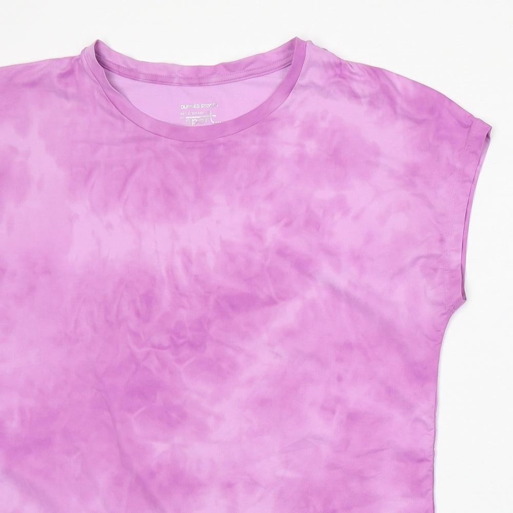 Dunnes Stores Womens Purple Polyester Basic T-Shirt Size XS Round Neck