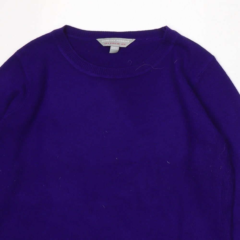 Dorothy Perkins Womens Purple Round Neck Acrylic Pullover Jumper Size 8
