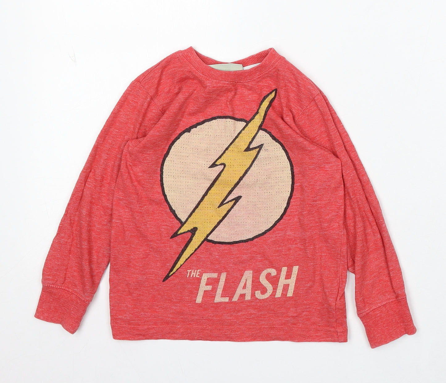 NEXT Boys Red Cotton Basic T-Shirt Size 2-3 Years Round Neck - The Flash