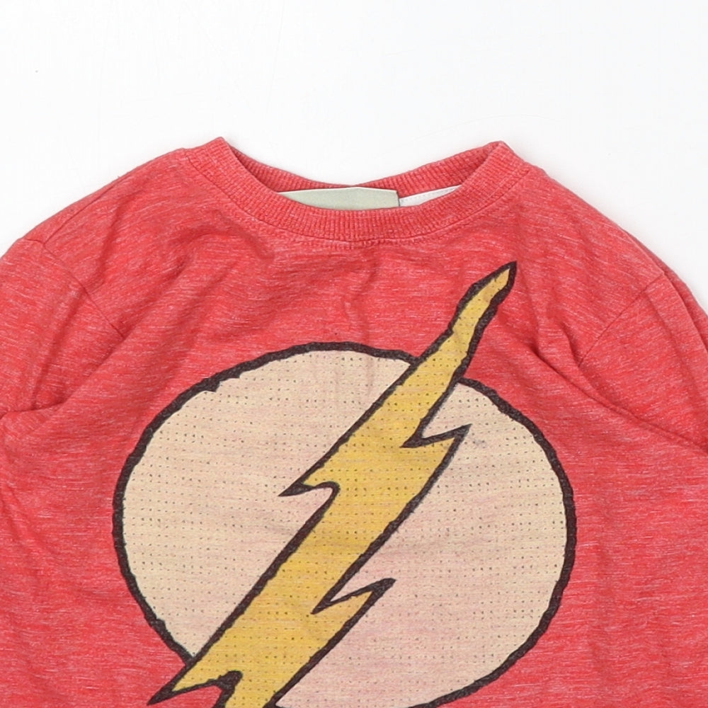 NEXT Boys Red Cotton Basic T-Shirt Size 2-3 Years Round Neck - The Flash