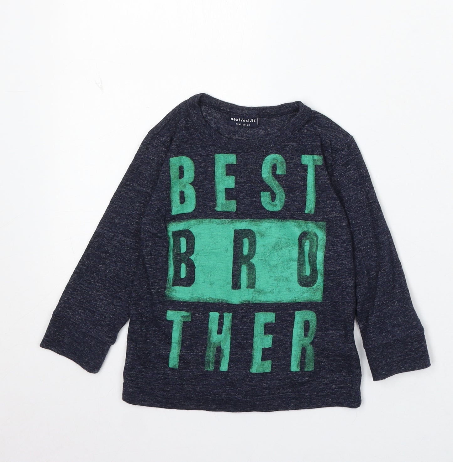 NEXT Boys Blue Cotton Basic T-Shirt Size 18-24 Months Round Neck - Best Brother
