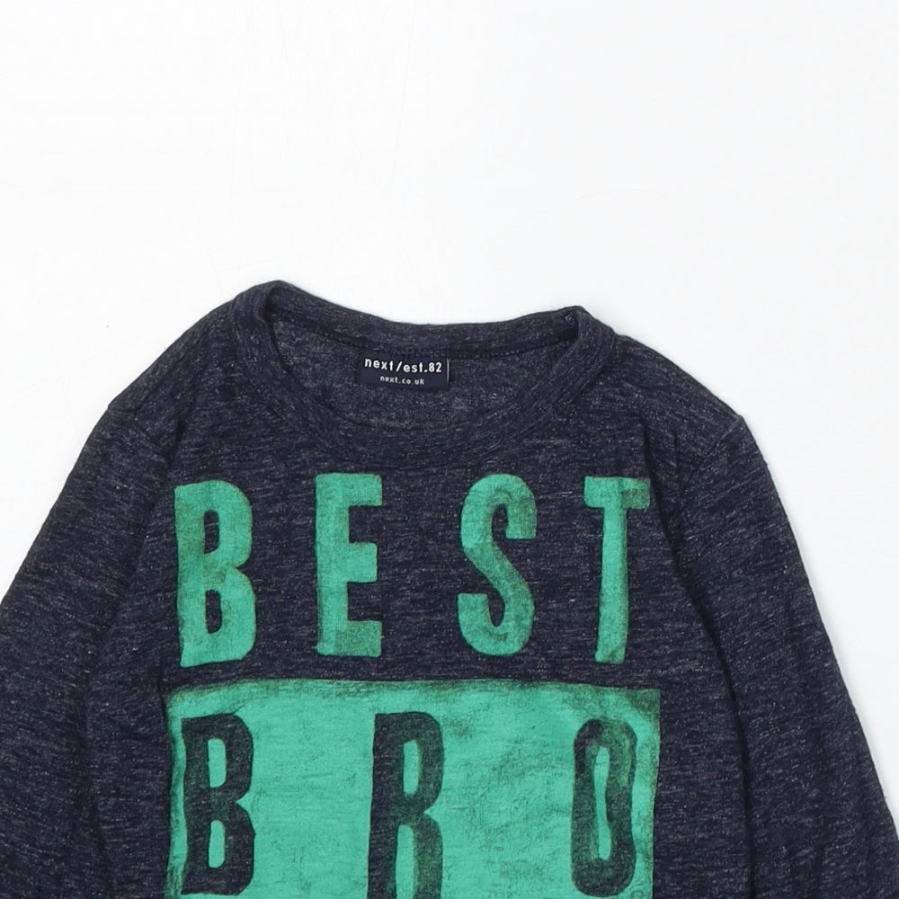 NEXT Boys Blue Cotton Basic T-Shirt Size 18-24 Months Round Neck - Best Brother