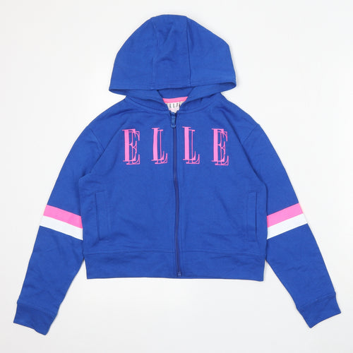 ELLE Boys Blue Cotton Full Zip Hoodie Size 10-11 Years Zip