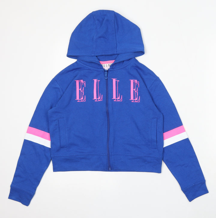 ELLE Boys Blue Cotton Full Zip Hoodie Size 10-11 Years Zip