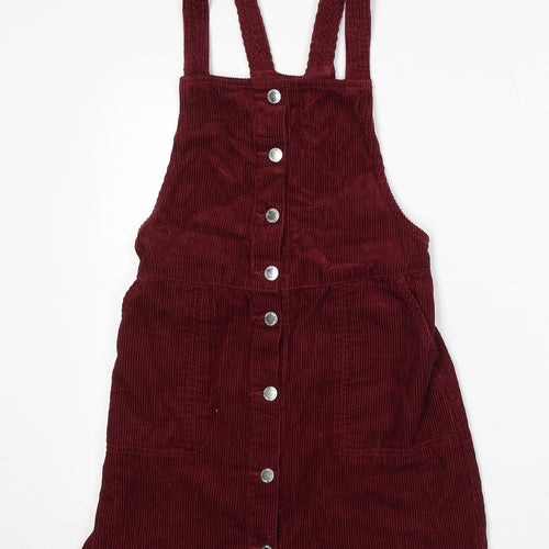 Miss Selfridge Womens Red Cotton Dungaree One-Piece Size 6 Button