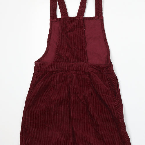 Miss Selfridge Womens Red Cotton Dungaree One-Piece Size 6 Button