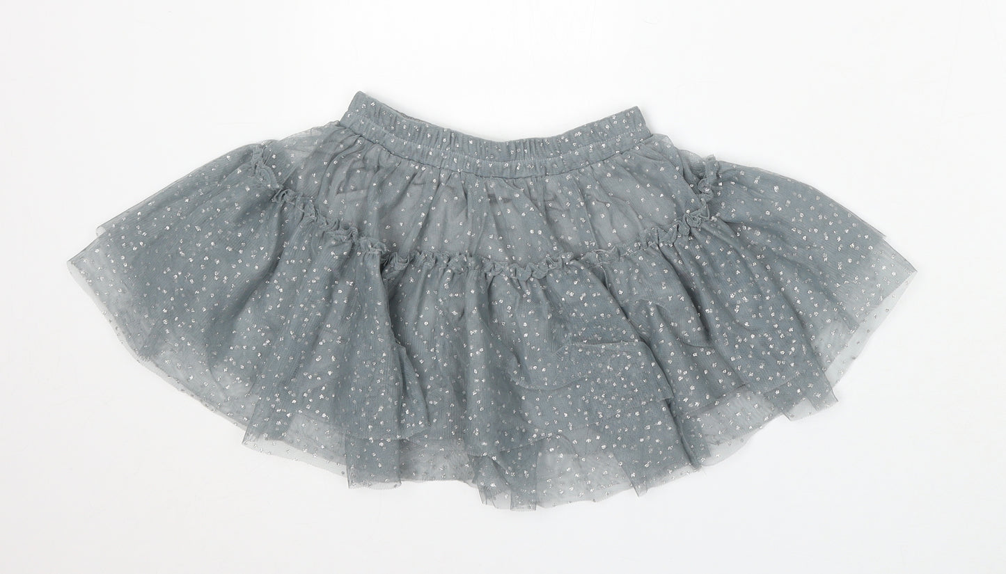 Dunnes Stores Girls Grey Geometric Polyester Skater Skirt Size 6 Years Regular
