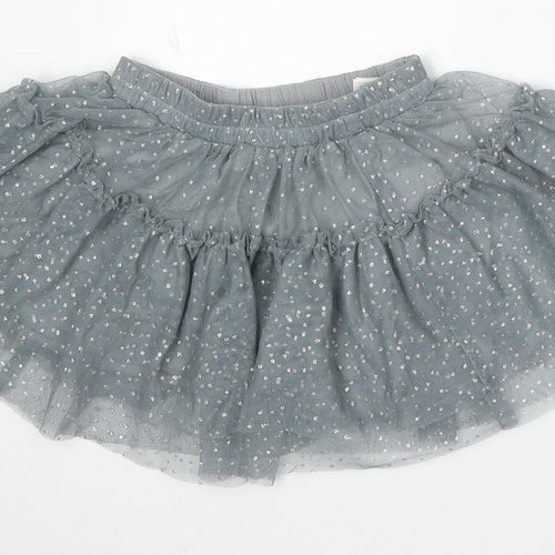 Dunnes Stores Girls Grey Geometric Polyester Skater Skirt Size 6 Years Regular