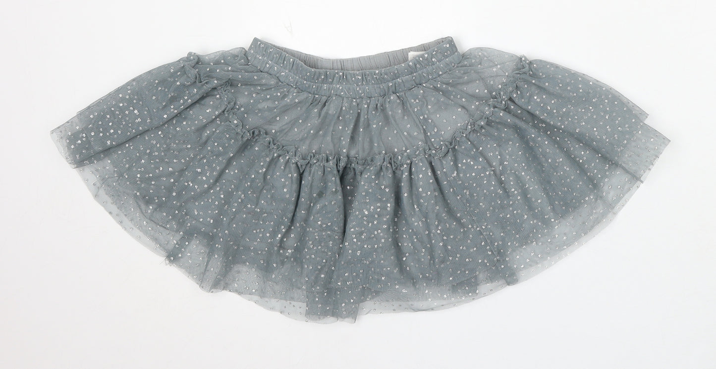 Dunnes Stores Girls Grey Geometric Polyester Skater Skirt Size 6 Years Regular