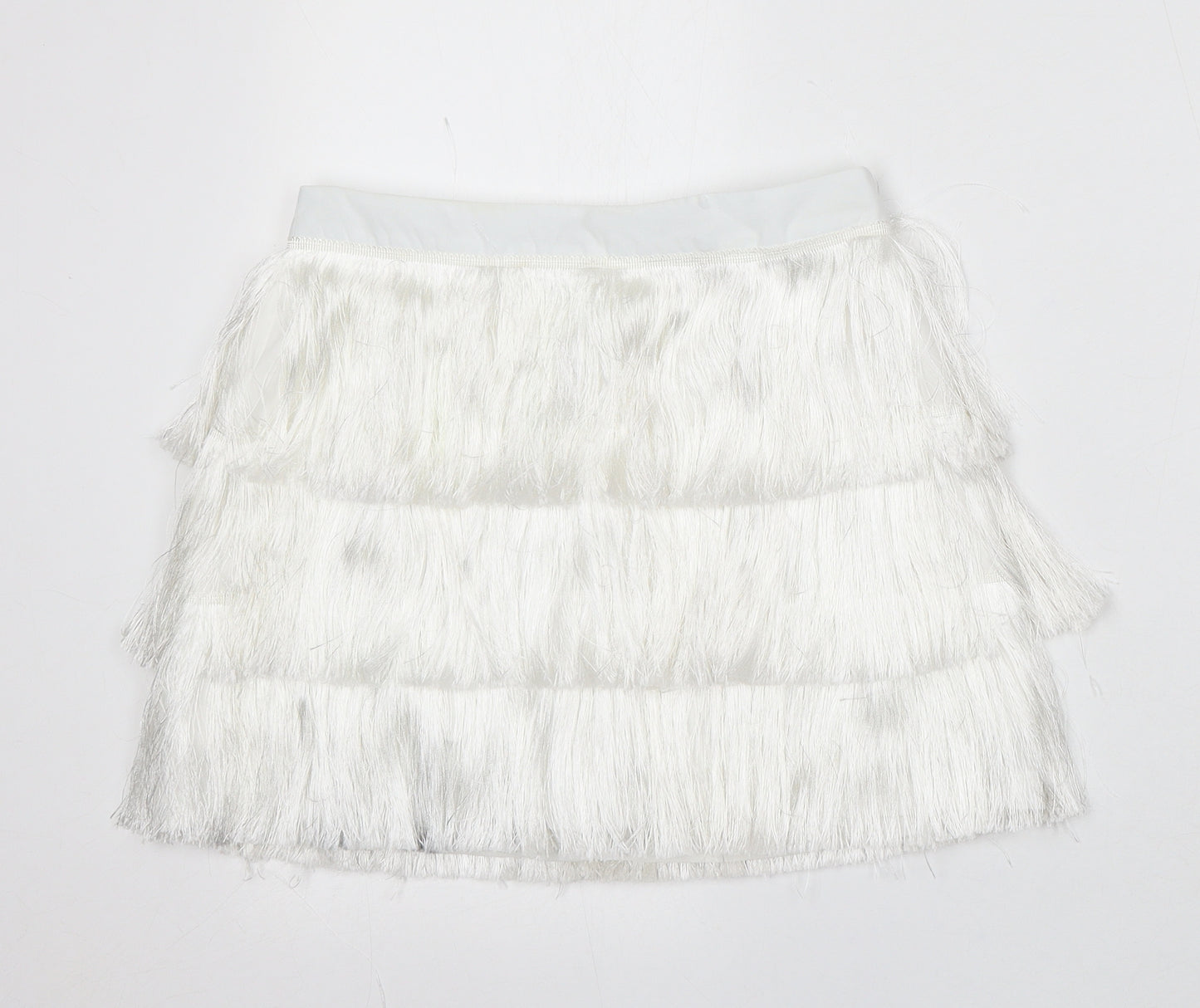 In the Style Womens White Polyester Skater Skirt Size 8 Zip