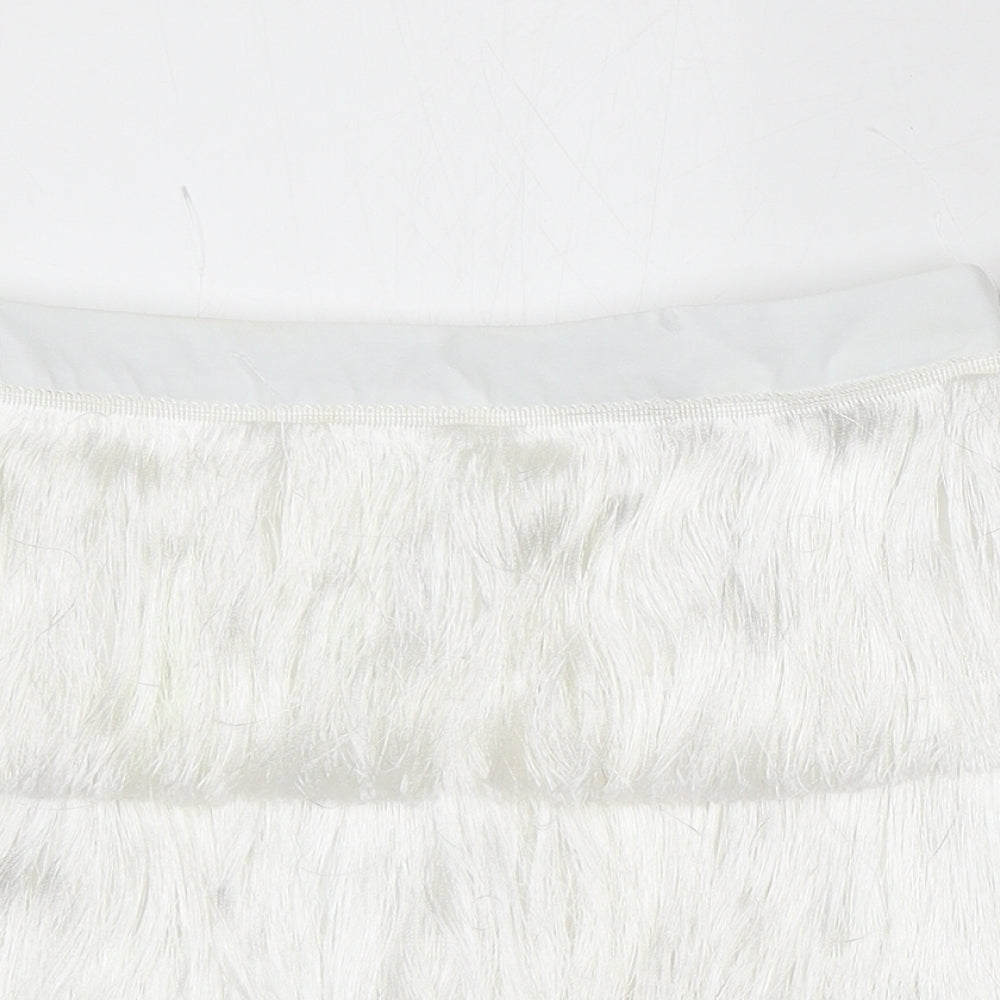 In the Style Womens White Polyester Skater Skirt Size 8 Zip