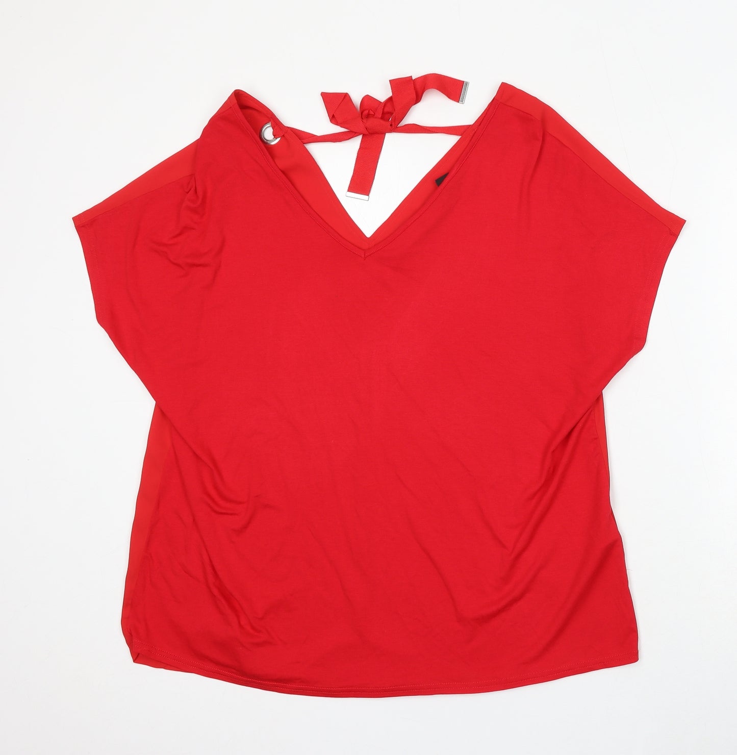 New Look Womens Red Polyester Basic Blouse Size 16 V-Neck
