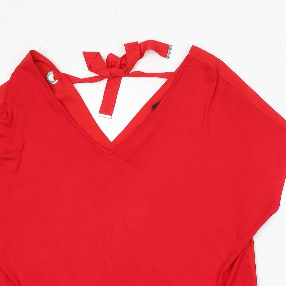 New Look Womens Red Polyester Basic Blouse Size 16 V-Neck