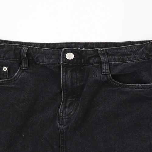 F&F Womens Grey Cotton A-Line Skirt Size 12 Button