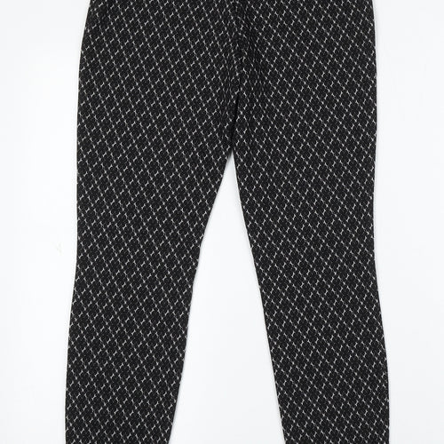 Papaya Womens Black Geometric Polyester Trousers Size 10 L30 in Regular