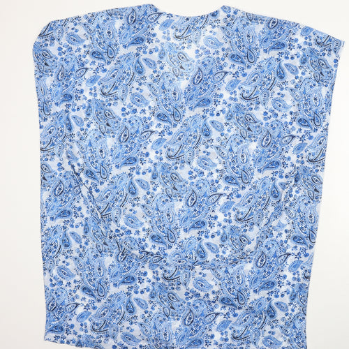 H&M Womens Blue Paisley Viscose Basic Blouse Size M V-Neck