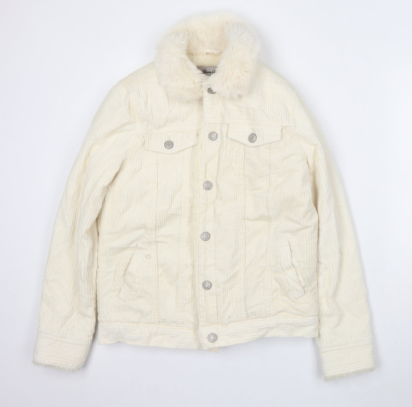 Denim & Co. Womens Ivory Jacket Size 8 Button