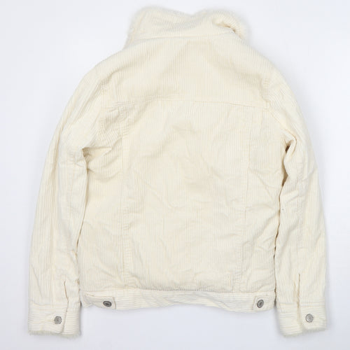 Denim & Co. Womens Ivory Jacket Size 8 Button