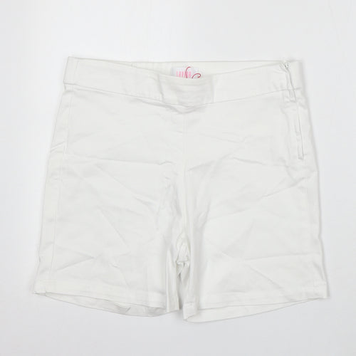 Savioa Womens White Cotton Bermuda Shorts Size 10 L6 in Regular Zip