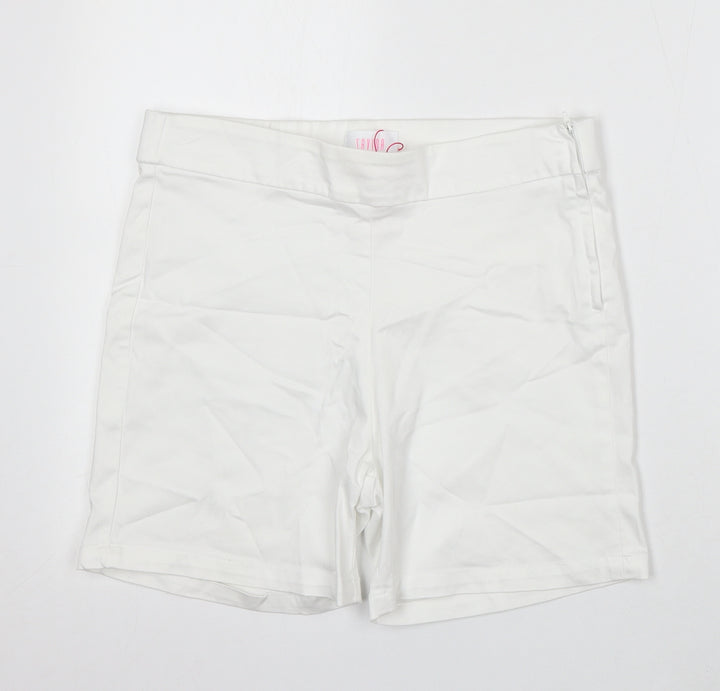 Savioa Womens White Cotton Bermuda Shorts Size 10 L6 in Regular Zip