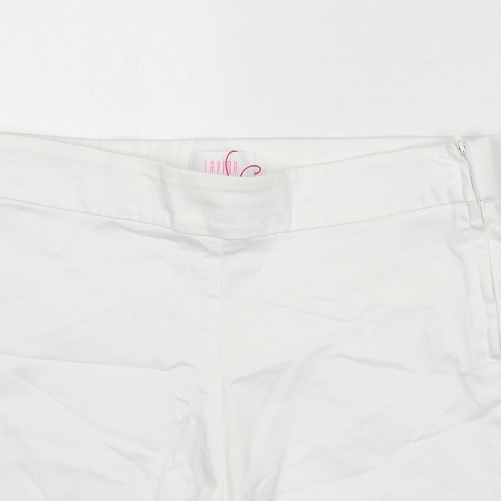 Savioa Womens White Cotton Bermuda Shorts Size 10 L6 in Regular Zip