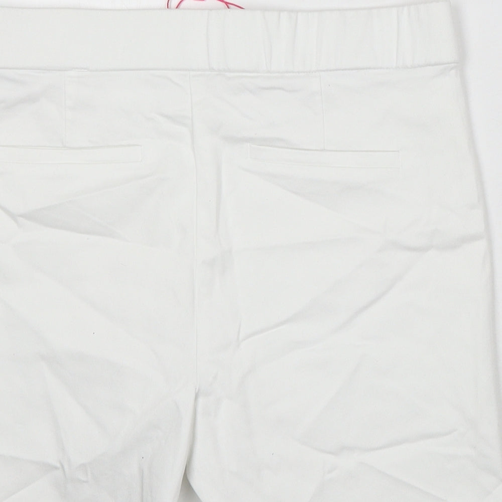 Savioa Womens White Cotton Bermuda Shorts Size 10 L6 in Regular Zip