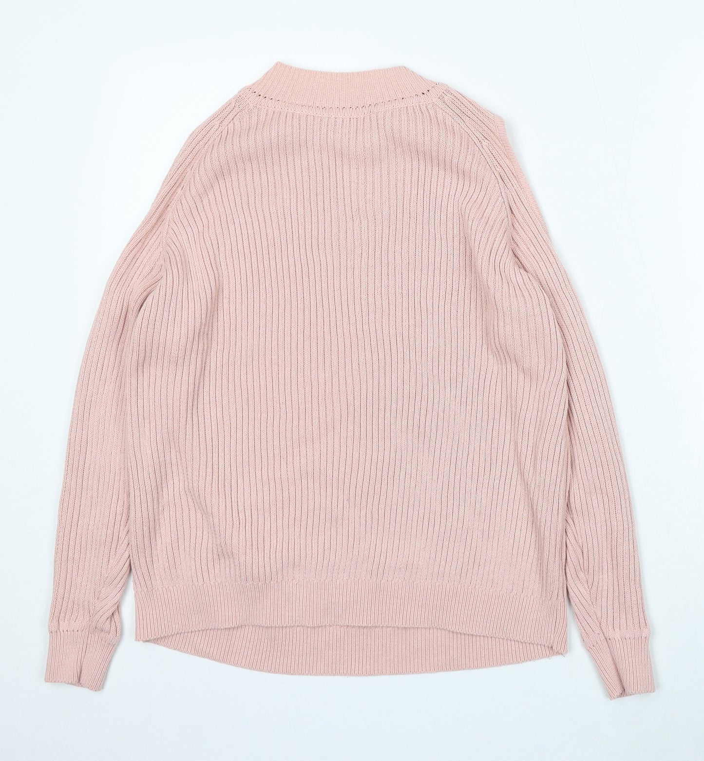 Divided Womens Pink Mock Neck Acrylic Pullover Jumper Size M - Cold Shoulder