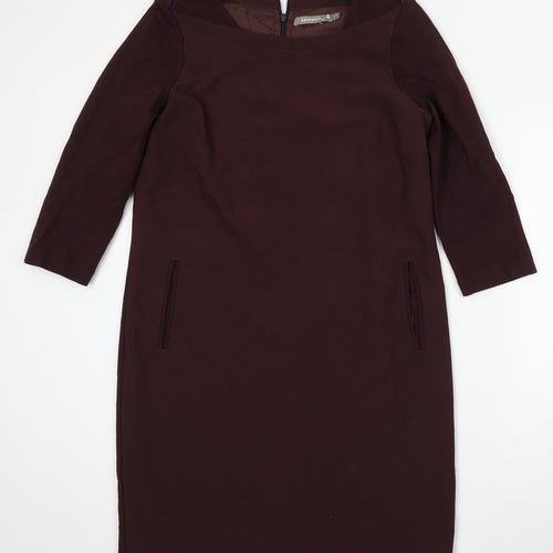 Sandwich Womens Red Polyester Pencil Dress Size 12 Round Neck Zip