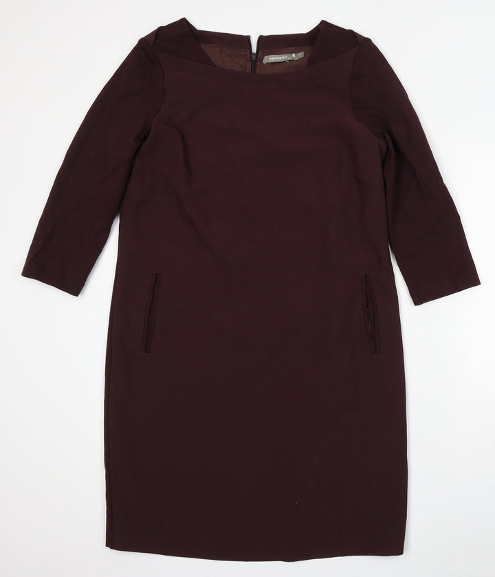 Sandwich Womens Red Polyester Pencil Dress Size 12 Round Neck Zip