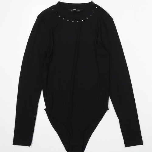 F&F Womens Black Polyester Playsuit One-Piece Size 8 Snap