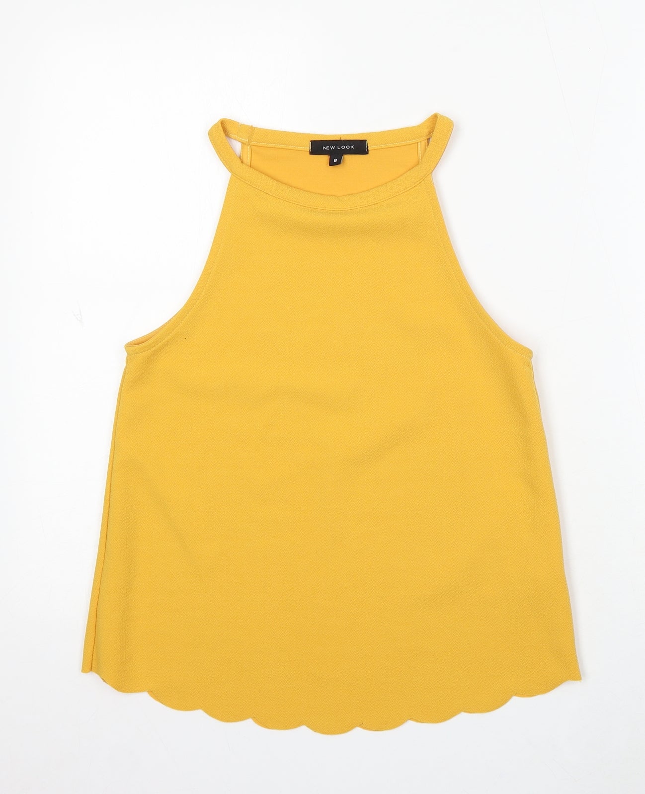 New Look Womens Yellow Polyester Camisole Blouse Size 8 Round Neck