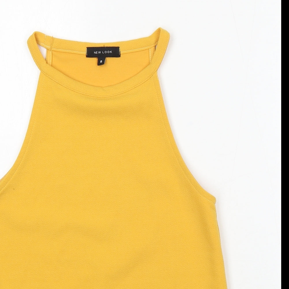 New Look Womens Yellow Polyester Camisole Blouse Size 8 Round Neck