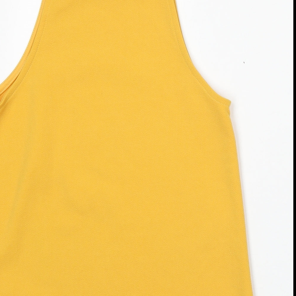 New Look Womens Yellow Polyester Camisole Blouse Size 8 Round Neck