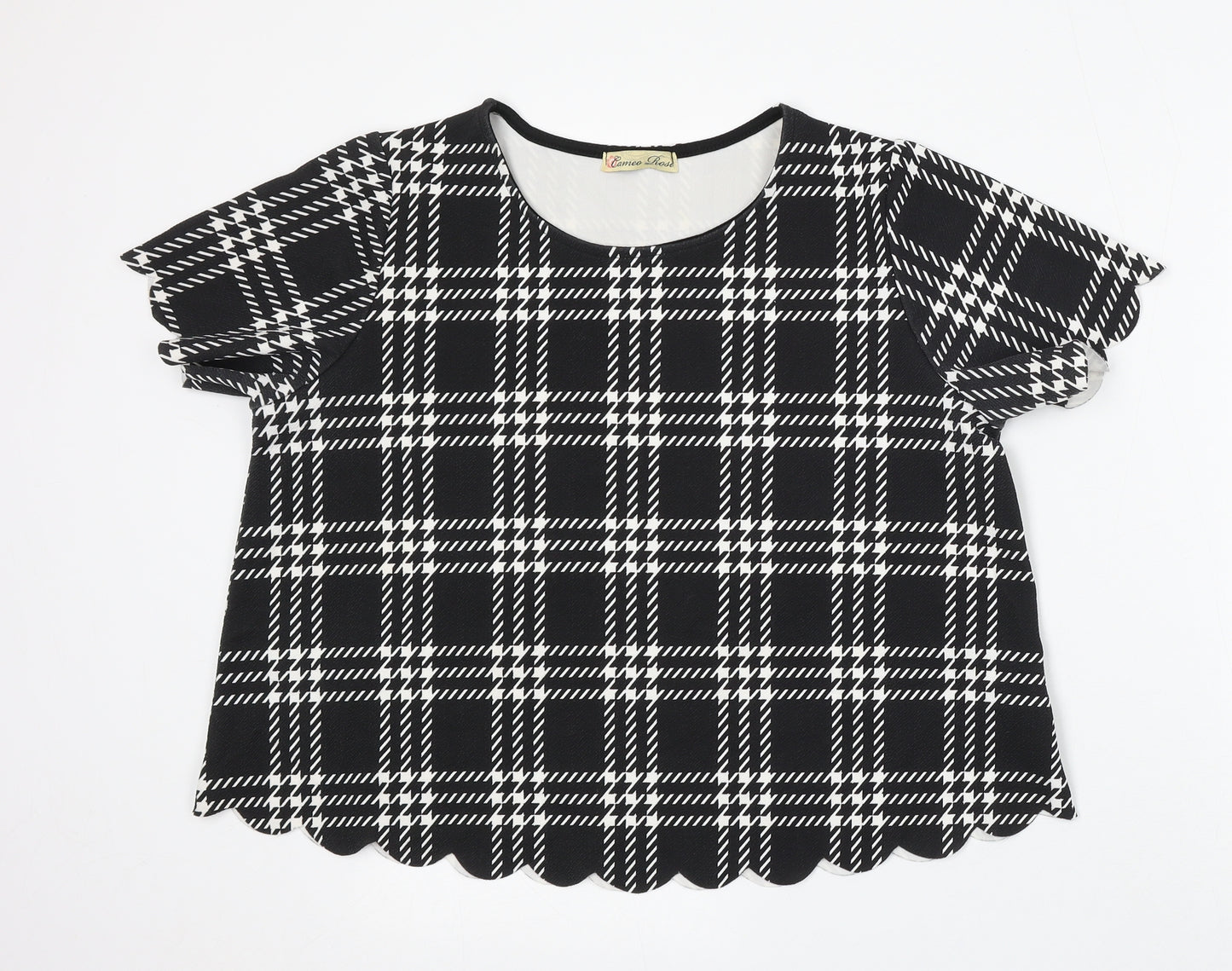 Cameo Rose Womens Black Round Neck Check Polyester Pullover Jumper Size 12