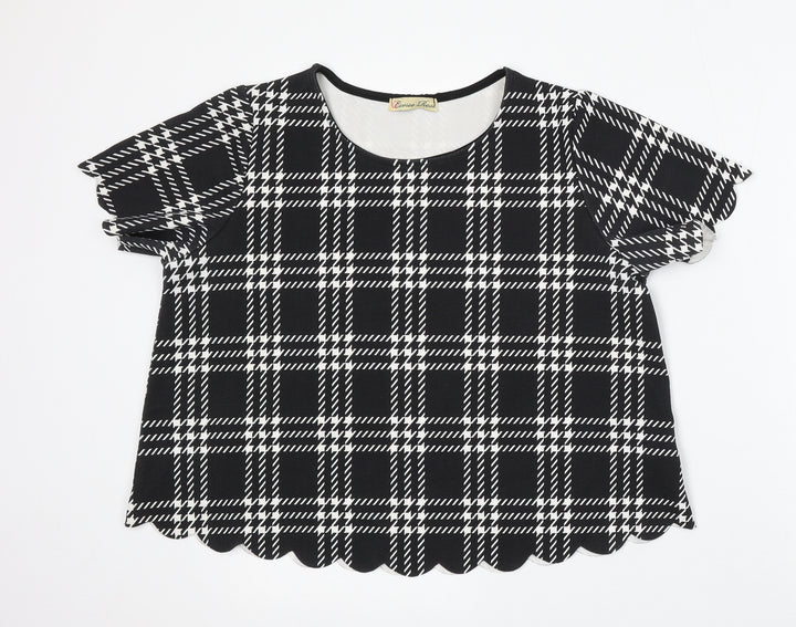 Cameo Rose Womens Black Round Neck Check Polyester Pullover Jumper Size 12