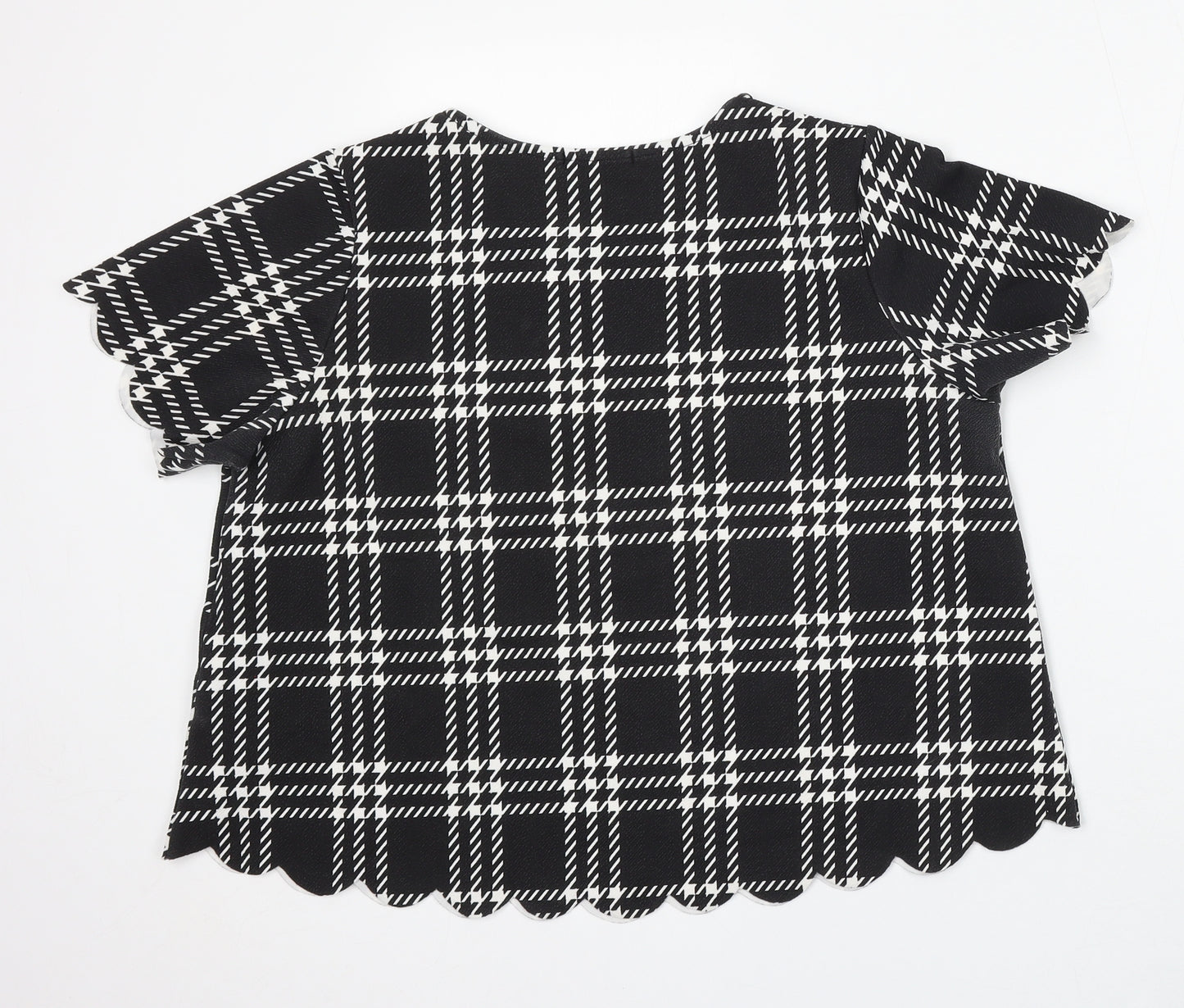 Cameo Rose Womens Black Round Neck Check Polyester Pullover Jumper Size 12