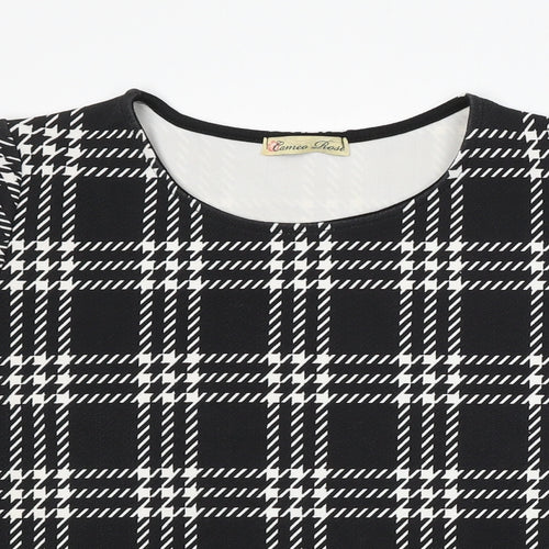 Cameo Rose Womens Black Round Neck Check Polyester Pullover Jumper Size 12