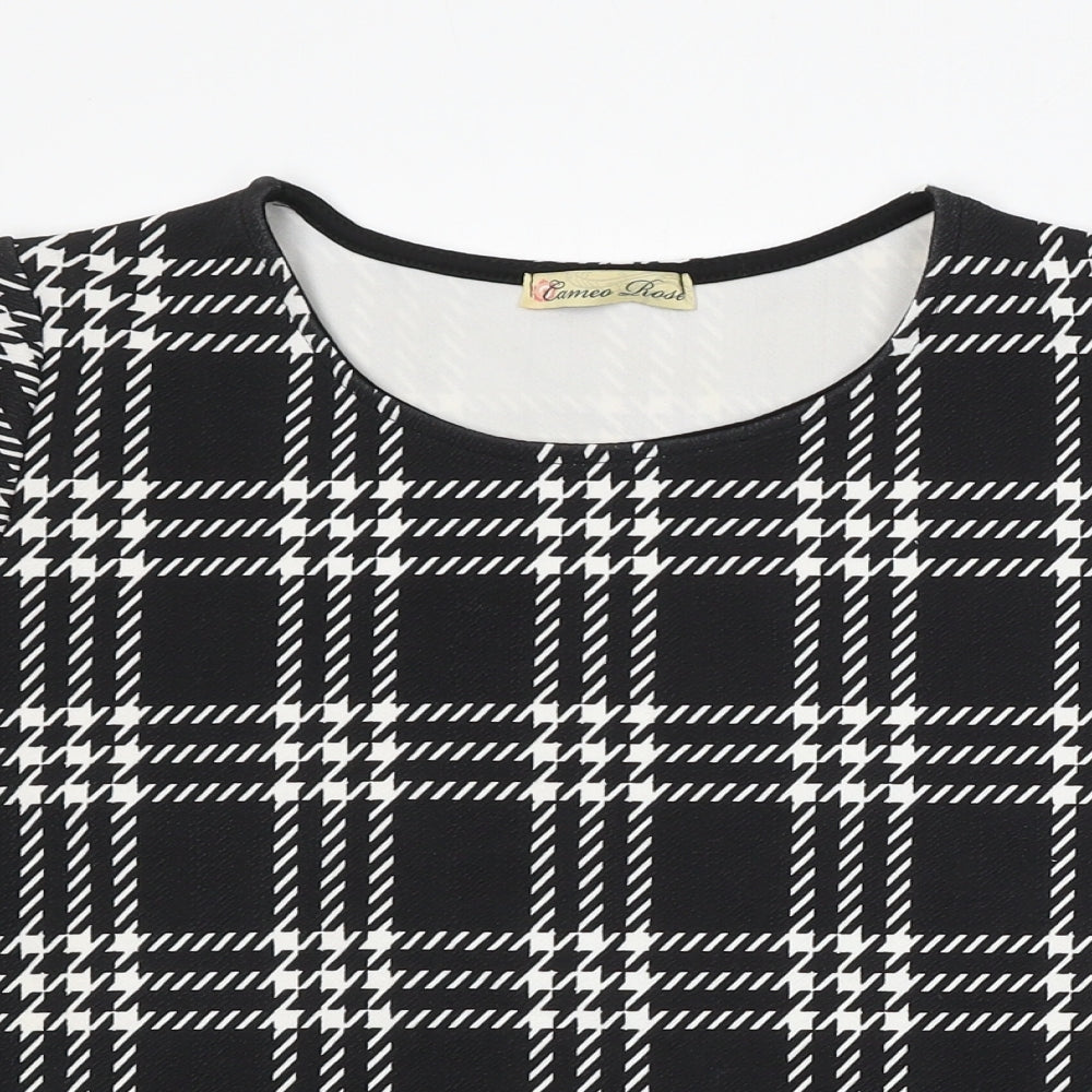 Cameo Rose Womens Black Round Neck Check Polyester Pullover Jumper Size 12