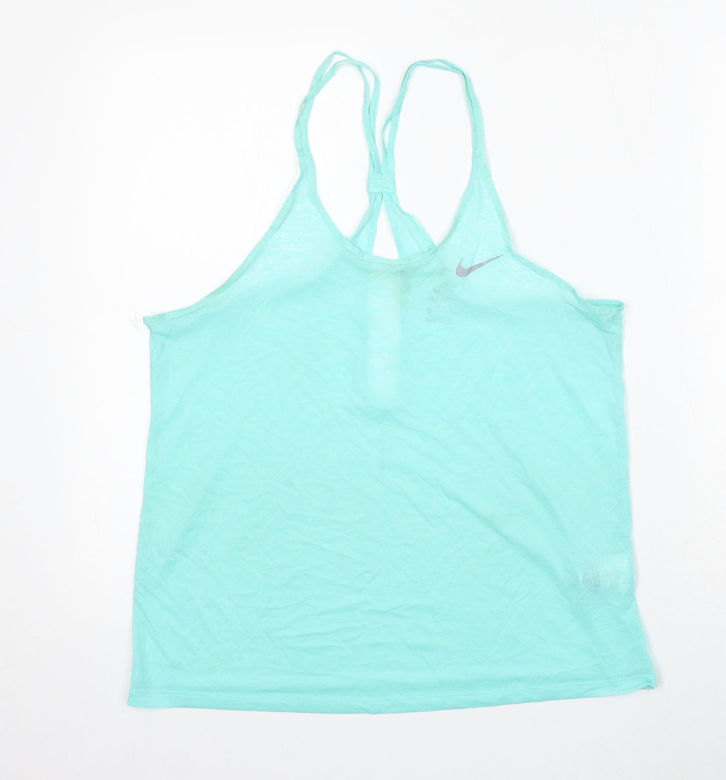 Nike Womens Blue Polyester Basic Tank Size M Round Neck - Dri Fit