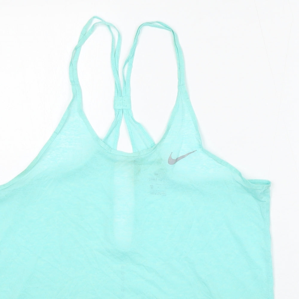 Nike Womens Blue Polyester Basic Tank Size M Round Neck - Dri Fit