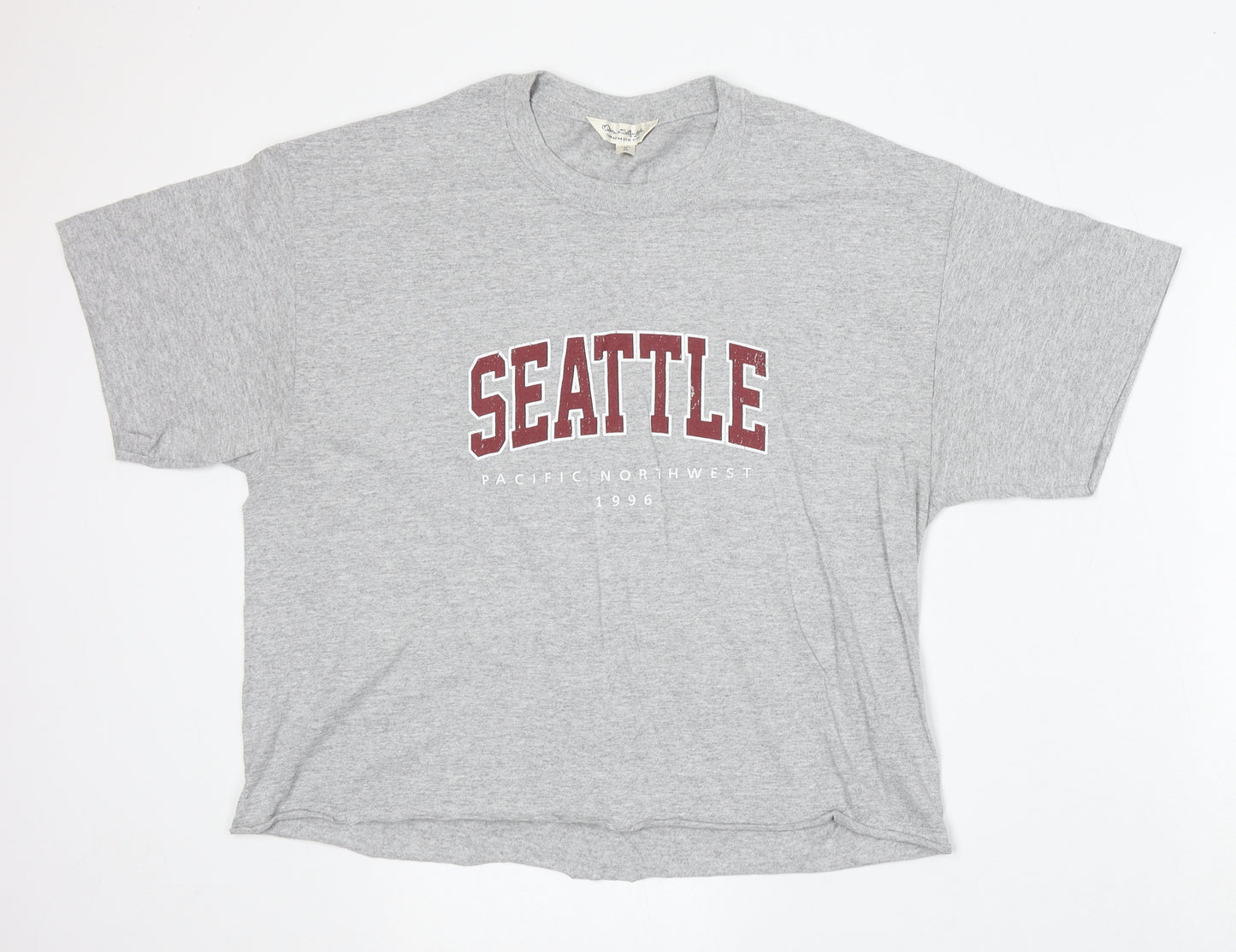 Miss Selfridge Womens Grey Cotton Basic T-Shirt Size L Round Neck - Seattle