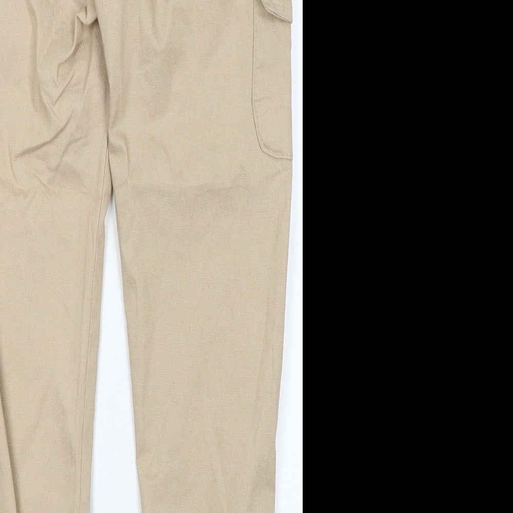 Portobello punk Womens Beige Cotton Cargo Trousers Size 14 L29 in Regular Button