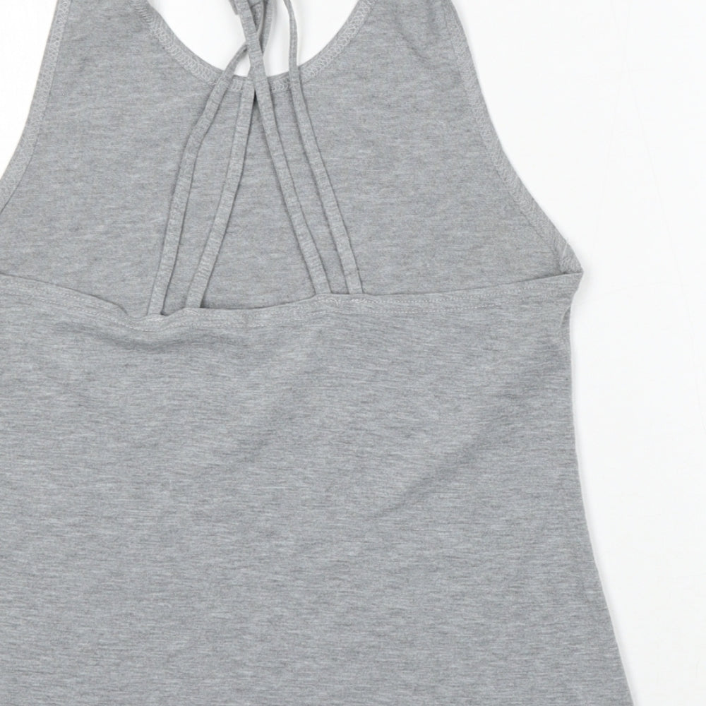 Boohoo Womens Grey Cotton Basic Tank Size 12 Round Neck