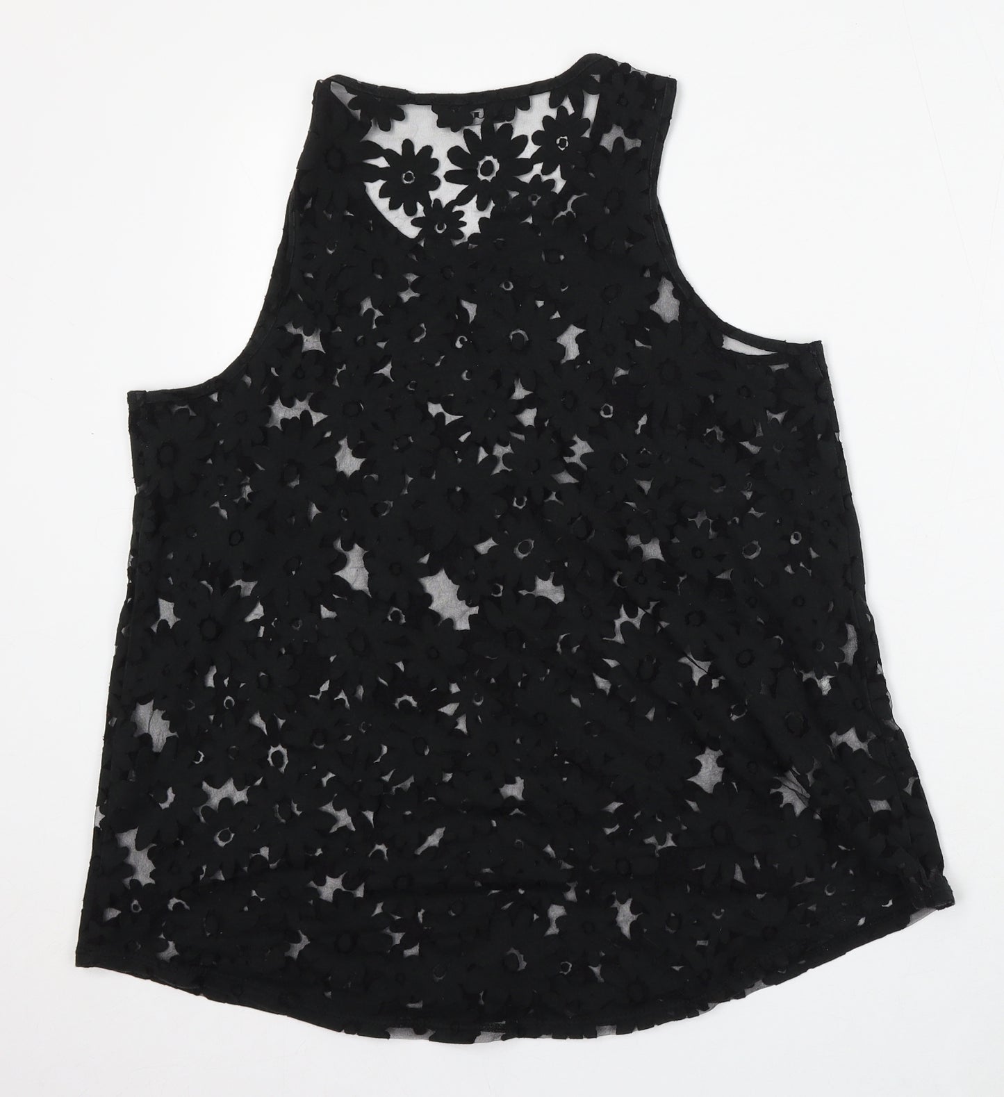 G21 Womens Green Floral Cotton Basic Tank Size 14 Round Neck