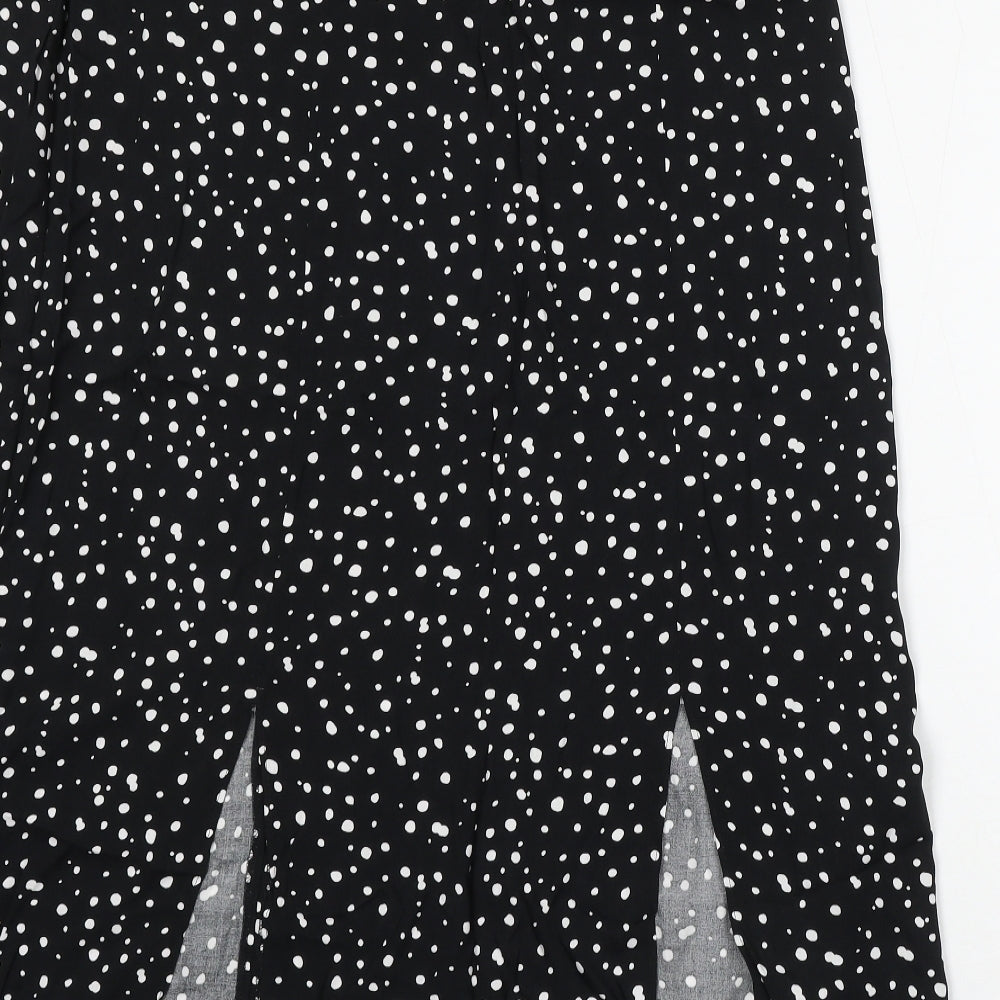 Primark Womens Black Polka Dot Polyester Skater Skirt Size 18 Zip